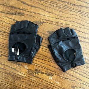 BCBGMaxAzria Black Fingerless Lambskin Moto Leather Gloves
